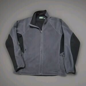 L.L. BEAN Fleece Full Zip Jacket Men's Large The Weather Channel‎ Polartec Gray